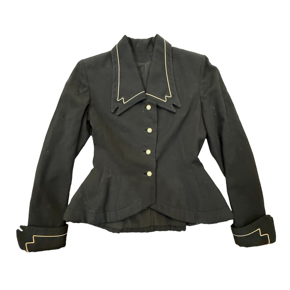 Vintage Women's Blazer Black Peplum Tailored Union Made Size Small City Chic